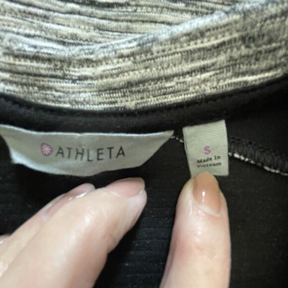 Athleta Dress Size Small Gray Black Color-block OMEGA Long Sleeve Bodycon Knit - Picture 7 of 10